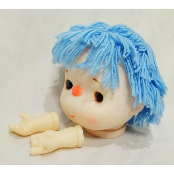 Doll Head Blue Hair with Hands 6" Caucasian out of package - Picture 2 of 9